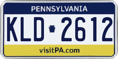 PA license plate KLD2612
