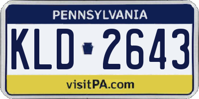PA license plate KLD2643