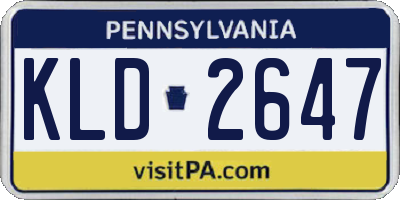 PA license plate KLD2647