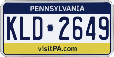 PA license plate KLD2649