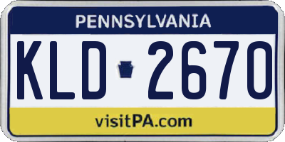 PA license plate KLD2670