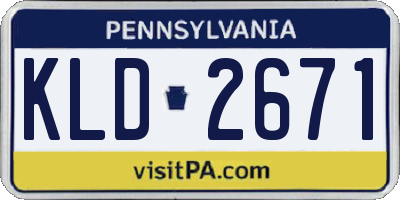 PA license plate KLD2671