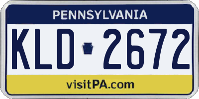 PA license plate KLD2672
