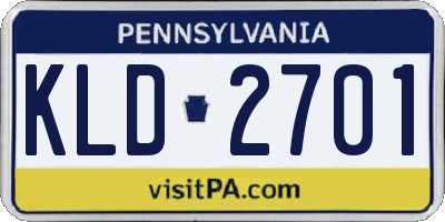 PA license plate KLD2701