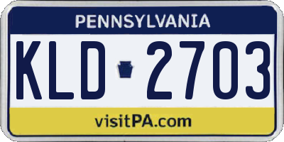 PA license plate KLD2703
