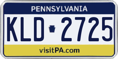 PA license plate KLD2725