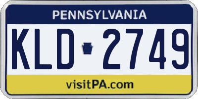 PA license plate KLD2749