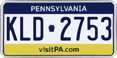 PA license plate KLD2753