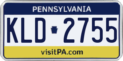 PA license plate KLD2755