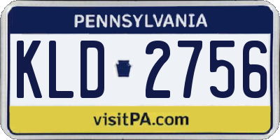 PA license plate KLD2756