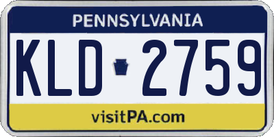 PA license plate KLD2759