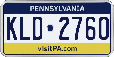 PA license plate KLD2760