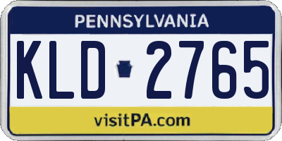 PA license plate KLD2765