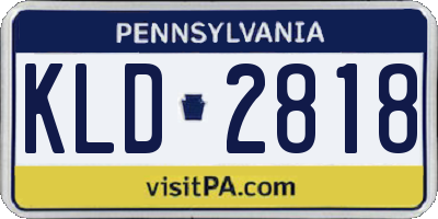 PA license plate KLD2818
