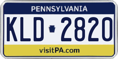 PA license plate KLD2820