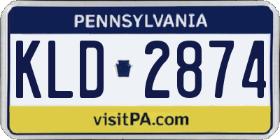 PA license plate KLD2874