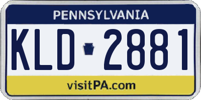 PA license plate KLD2881