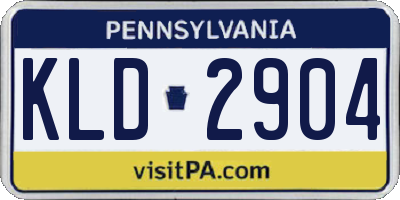 PA license plate KLD2904