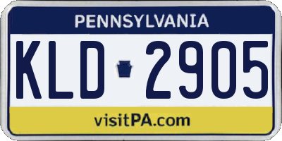 PA license plate KLD2905