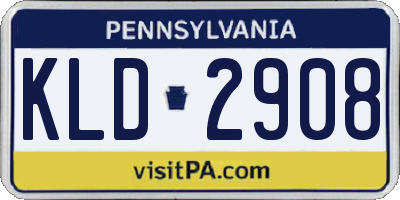 PA license plate KLD2908