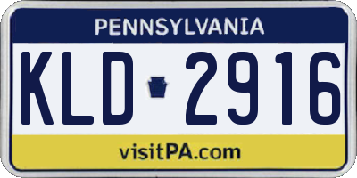 PA license plate KLD2916