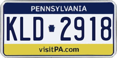 PA license plate KLD2918