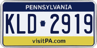 PA license plate KLD2919