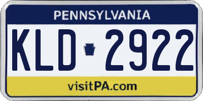 PA license plate KLD2922