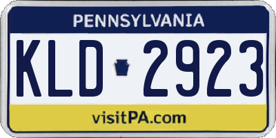 PA license plate KLD2923