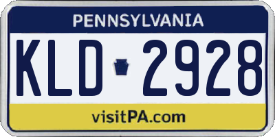 PA license plate KLD2928