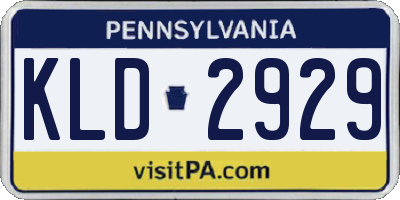 PA license plate KLD2929