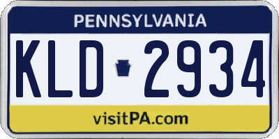 PA license plate KLD2934