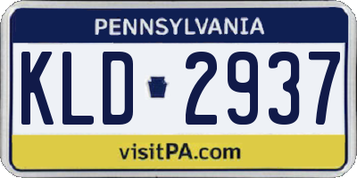 PA license plate KLD2937