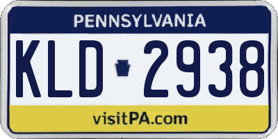 PA license plate KLD2938