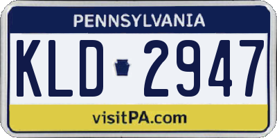 PA license plate KLD2947