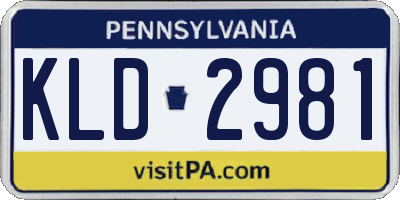 PA license plate KLD2981