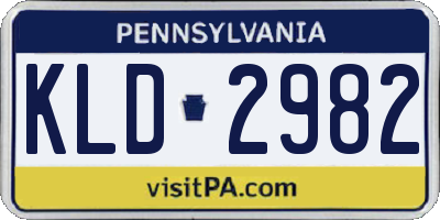PA license plate KLD2982