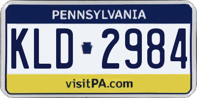 PA license plate KLD2984