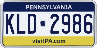 PA license plate KLD2986