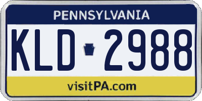 PA license plate KLD2988