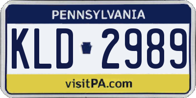 PA license plate KLD2989