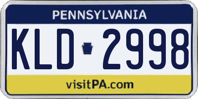 PA license plate KLD2998