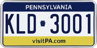 PA license plate KLD3001