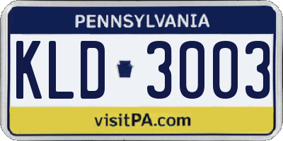 PA license plate KLD3003