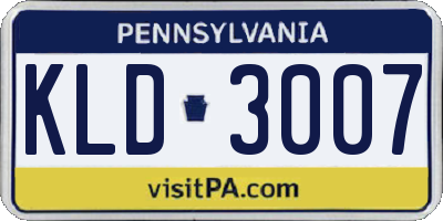 PA license plate KLD3007