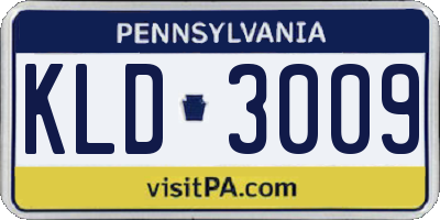 PA license plate KLD3009