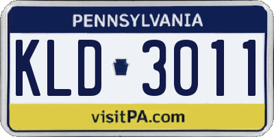 PA license plate KLD3011