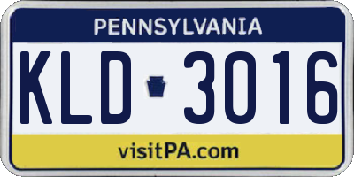PA license plate KLD3016