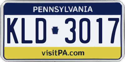 PA license plate KLD3017