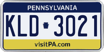 PA license plate KLD3021